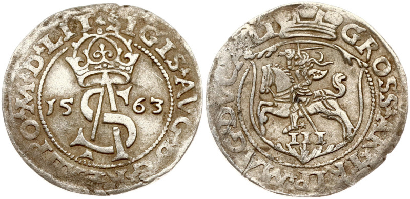 Lithuania. Zygmunt II August (1545–1572). Trojak 1563, Vilnius. Legend endings L...