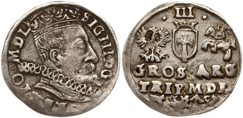 Lithuania. Zygmunt III Waza (1587-1632). Trojak 1597, Vilnius. Silver 2.45 g. Ko...