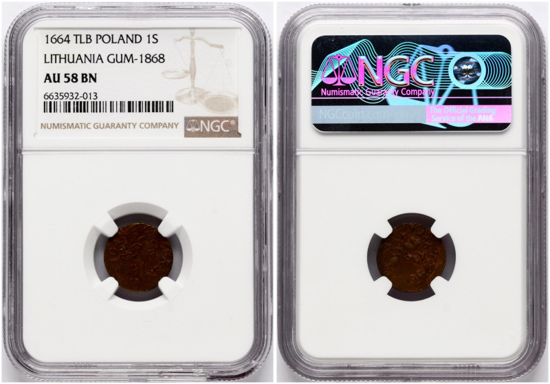 Lithuania. Jan II Kazimierz Waza (1649–1668). Szelag 1664. Copper. Gum 1868. NGC...