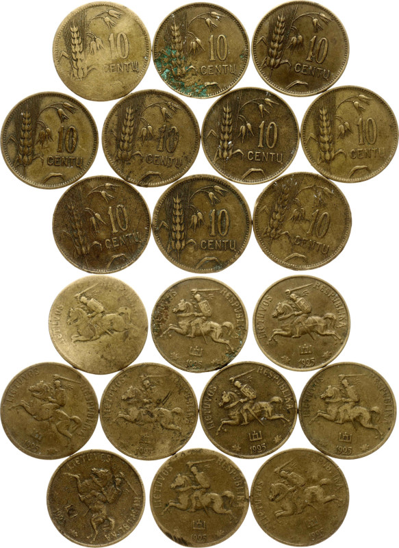 Lithuania. 10 Centų 1925. Aluminium-bronze. Total weight 29.62 g. KM-73. Lot of ...