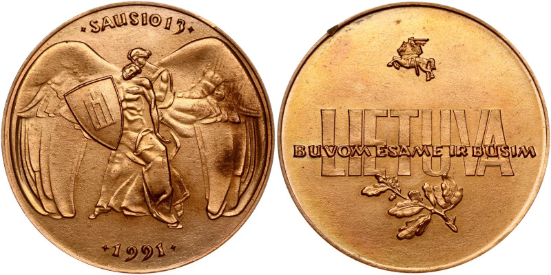 Lithuania. Commemorative Medal 1991 of January 13 Award, Specimen trial metal. C...