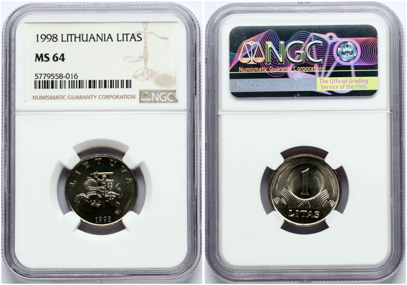 Lithuania. 1 Litas 1998. Copper-nickel. KM-111. NGC MS 64