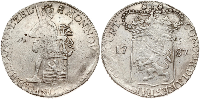 Netherlands. Zeeland. Silver Ducat 1787. Silver 27.80 g. KM 52.4. Surface damage...