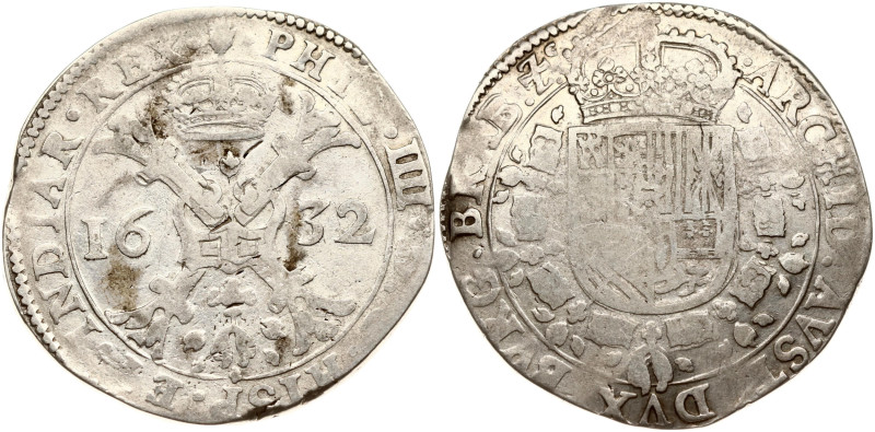 Spanish Netherlands, Brabant. Philip IV (1621-1665). Patagon 1632 Antwerp. Silve...