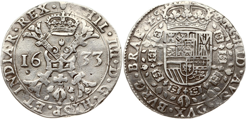 Spanish Netherlands, Brabant. Philip IV (1621-1665). Patagon 1633, Antwerp. Silv...