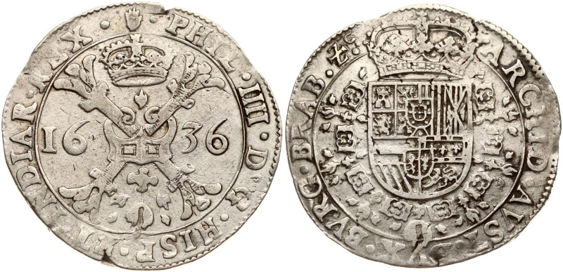 Spanish Netherlands, Brabant. Philip IV (1621-1665). Patagon 1636 Antwerp. Silve...