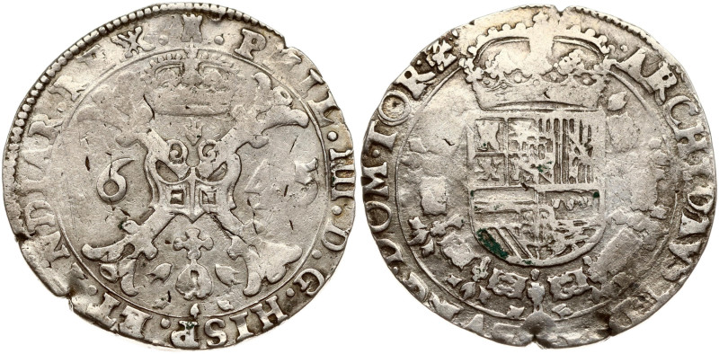 Spanish Netherlands, Tournai. Philip IV (1621-1665). Patagon 1645. Silver 27.85 ...