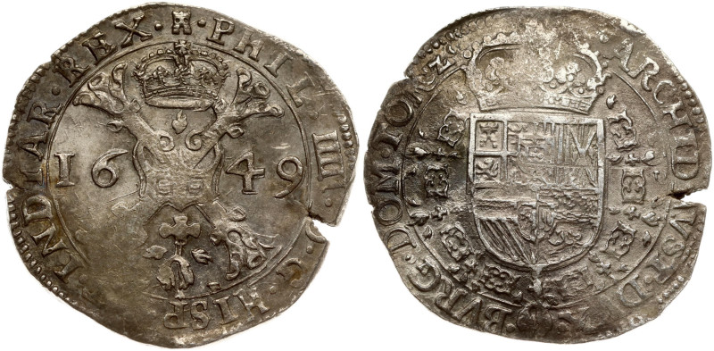 Spanish Netherlands, Tournai. Philip IV (1621-1665). Patagon 1649. Silver 27.74 ...