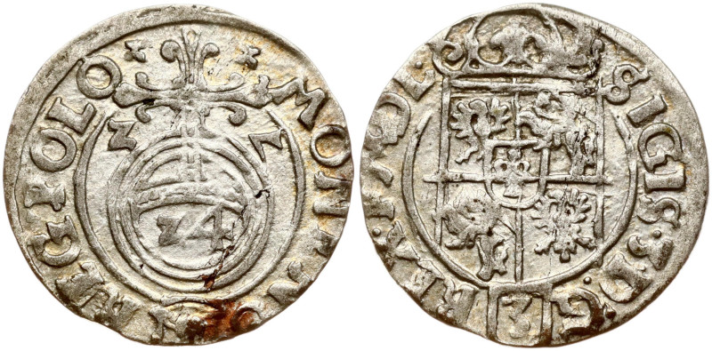 Poland. Zygmunt III Waza (1587–1632). Poltorak 1627, Bydgoszcz. Coat of arms Pol...