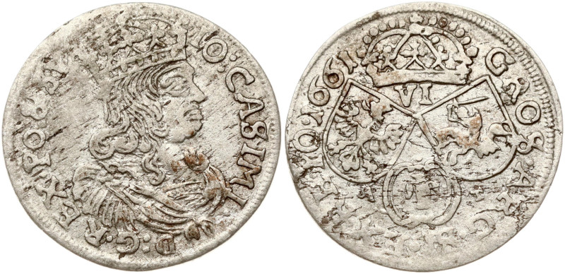 Poland. Jan II Kazimierz Waza (1649–1668). Szostak 1661 AT, Krakow. Silver 3.35 ...