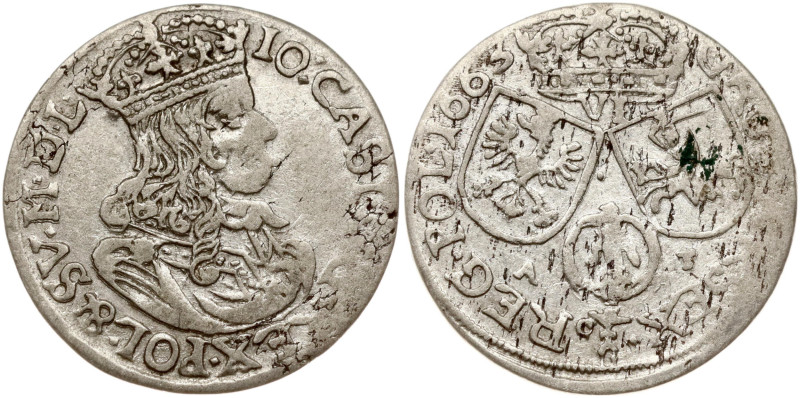 Poland. Jan II Kazimierz Waza (1649–1668). Szostak 1663 A-T, Bydgoszcz. Silver 3...