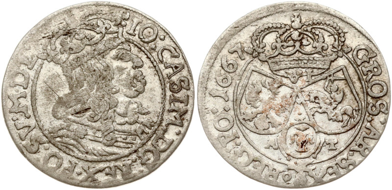 Poland. Jan II Kazimierz Waza (1649–1668). Szostak 1667 AT, Krakow. Silver 3.33 ...