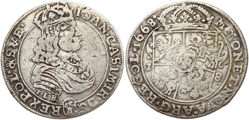 Poland. Jan II Kazimierz Waza (1649–1668). Ort 1668 TLB, Bydgoszcz. Silver 5.30 ...