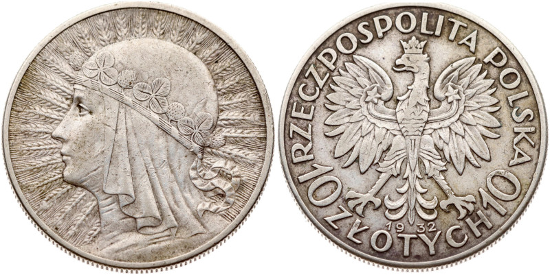 Poland. 10 Zlotych 1932, London. Silver 21.91 g. Y 22.