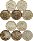 Poland 2 Zlote 1932-1934 Lot of 5 coins