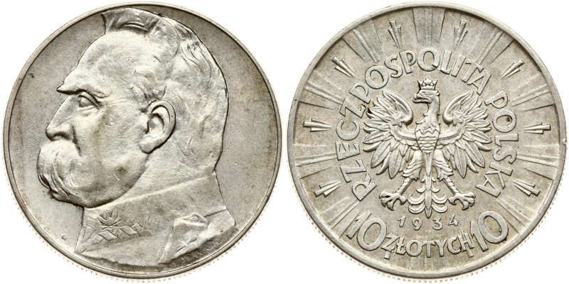 Poland. 10 Zlotych 1934, Jozef Pilsudski. Silver 21.99 g. Y 29.