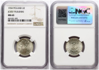 Poland 2 Zlote 1934 Jozef Pilsudski NGC MS 63