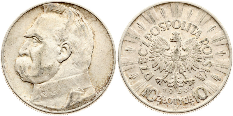 Poland. 10 Zlotych 1936, Pilsudski. Silver 22.02 g. Y 29.