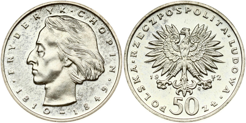 Poland. 50 Zlotych 1972 Frederic Chopin. Silver 12.71 g. Parchim. 256; Y-66.