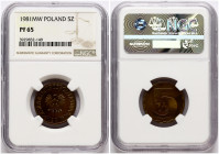 Poland 5 Zlotych 1981 MW NGC PF 65