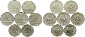 Poland 20 Zlotych 1984-1990 Lot of 7 coins