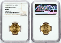 Romania 20 Lei 1944 Romanian Kings NGC MS 63