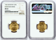 Romania 20 Lei 1944 Romanian Kings NGC MS 62