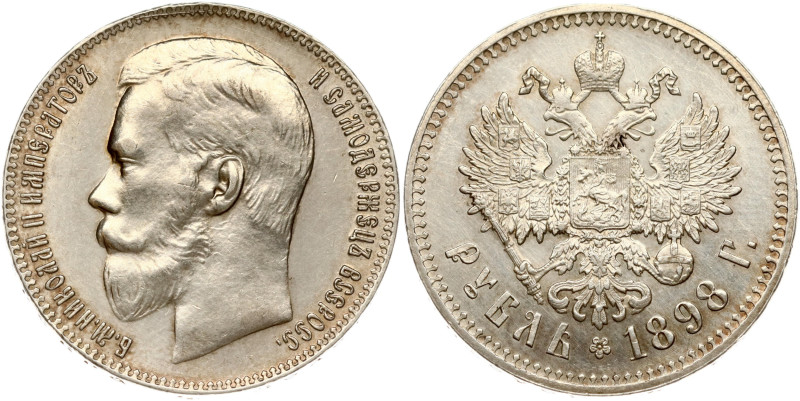 Russia. Nicholas II (1894-1917). Rouble 1898 (**), Brussels. Silver 19.94 g. Bit...