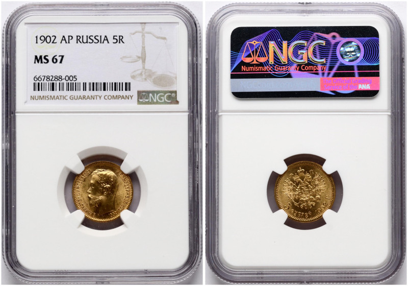 Russia. Nicholas II (1894-1917). 5 Roubles 1902 АР, St. Petersburg. Gold. Bitkin...