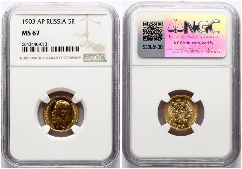 Russia. Nicholas II (1894-1917). 5 Roubles 1903 АР, St. Petersburg. Gold. Bitkin...