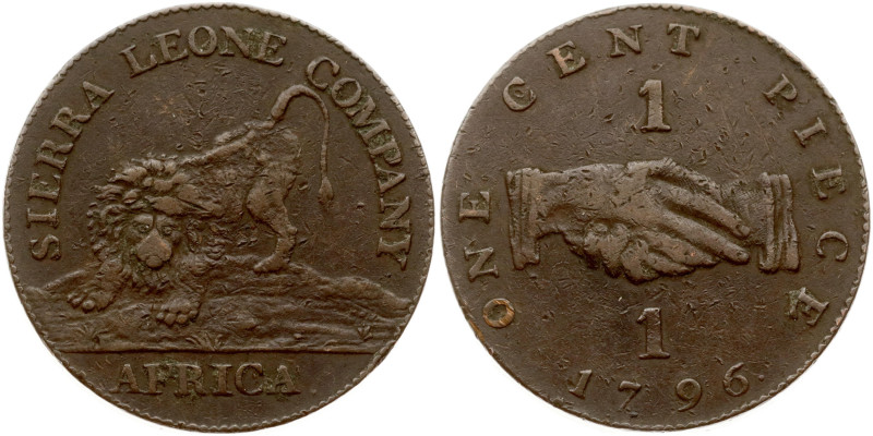 Sierra Leone. 1 Cent 1796, Sierra Leone Company. Bronze, 12.24 g. KM 1.