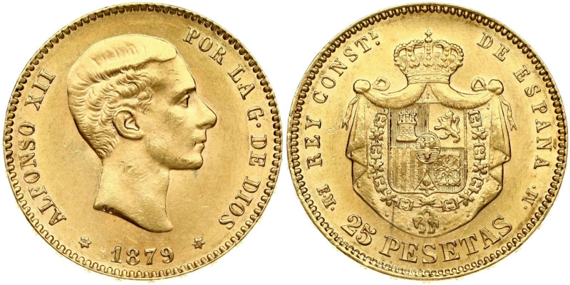 Spain. Alfonso XII (1874-1885). 25 Pesetas 1879 EM-M. Gold 8.05 g. Fr. 342; KM-6...