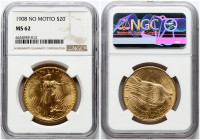 USA 20 Dollars 1908 No Motto NGC MS 62