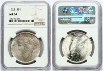 USA Peace Dollar 1922 NGC MS 64