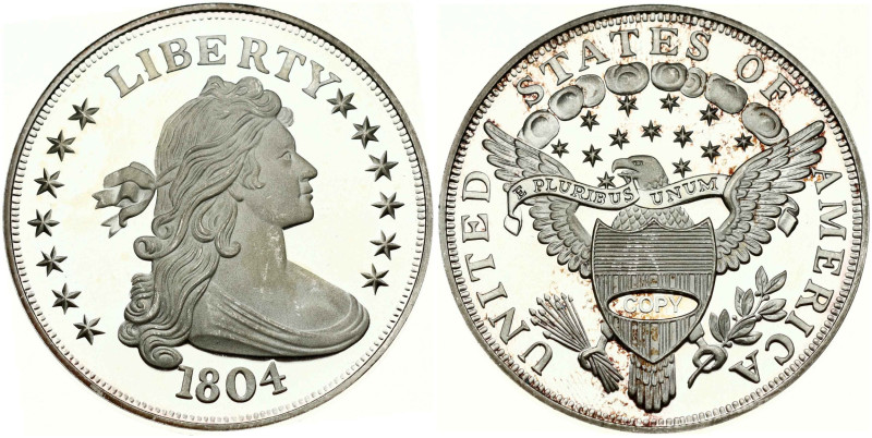 USA. Copy 2004 of Dollar 1804 Draped Bust. Silver .999, 20.04 g, 40mm.