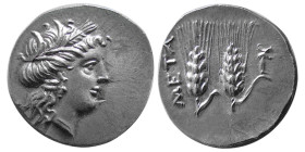 LUCANIA, Metapontion. Circa 215-207 BC. AR Quarter Shekel