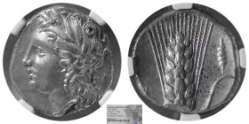 LUCANIA. Metapontum. Circa 340-330 BC. AR Stater. NGC-AU.