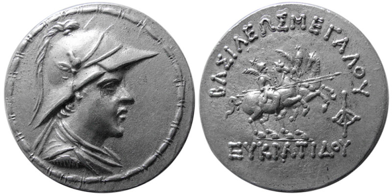 KINGS of BAKTRIA, Eukratides I. 171-145 BC. AR Tetradrachm (16.63 gm; 32 mm). At...