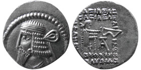 KINGS of PARTHIA. Vologases I (Second reign). AR Drachm