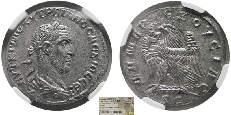 SYRIA, Antioch. Trajan Decius, 249-251 AD. BI Tetradrachm (12.01 gm; 24 mm). Bus...