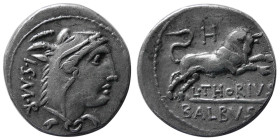 ROMAN REPUBLIC; L. Thorius Balbus. 105 BC. AR Denarius