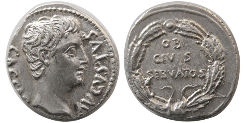 ROMAN EMPIRE. Augustus. 27 BC. - 14 AD. AR Denarius (3.96 gm; 17mm x 19mm). Span...