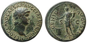 ROMAN EMPIRE; Nero, 54-68 AD. Æ As. Lugdunum mint.