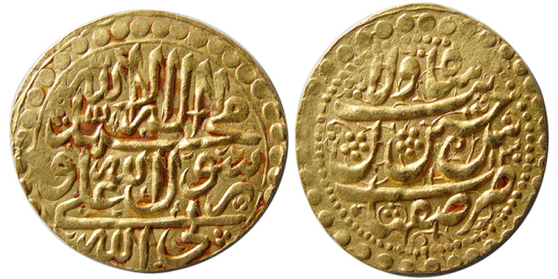 PERSIA; Safavid. Shah Sultan Hussain. 1105-1135 AH. Gold Ashrafi (3.47 gm; 24 mm...