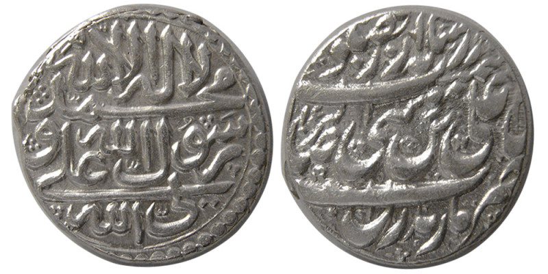 PERSIA, Qajar Dynasty. Mohamad Hassan Khan. AR Rupee (11.57 gm; 23 mm). Standard...