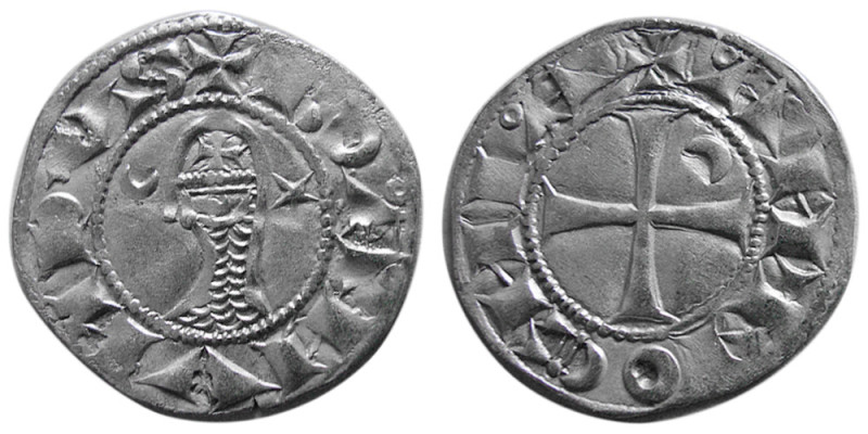 THE CRUSADERS, Bohemond IV. 1202-1232 AD. AR Denier (0.94 gm; 18 mm). "Coins of ...