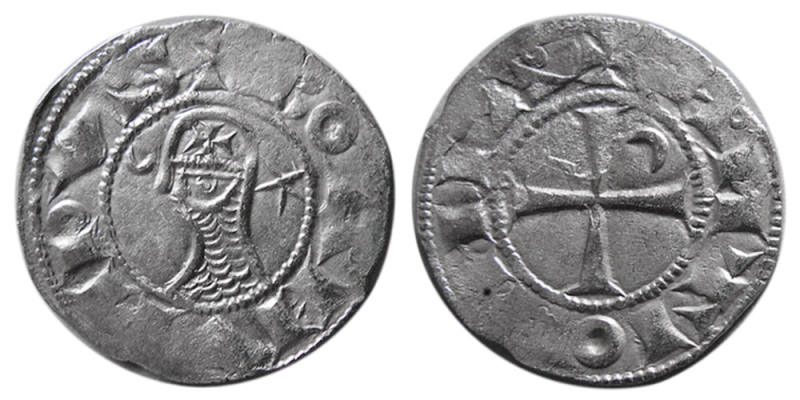 THE CRUSADERS, Bohemond IV. 1202-1232 AD. AR Denier (0.89 gm; 18 mm). "Coins of ...