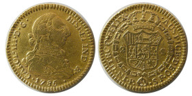 SPAIN, Carol III. 1785-P SF. Gold 2 Escudos