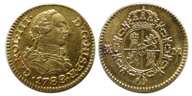 SPAIN, Carol III. 1788. Gold 1/2 Escudos. Madrid mint.