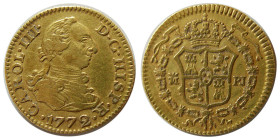 SPAIN, Carol III. 1772-PJ. Gold 1/2 Escudos